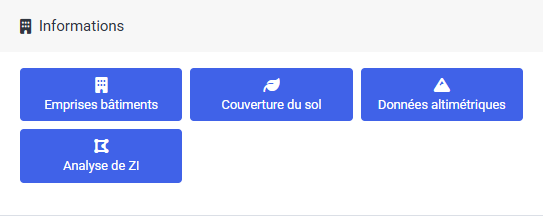 Bouton Analyse de ZI dans la catégorie Informations.