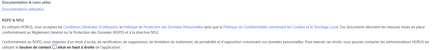 Onglet Documentation du profil avec le lien vers le guide utilisateur.