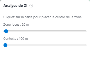 Rayons de focus et de contexte du panneau Analyse de ZI.