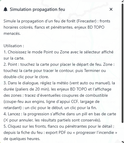 Extrait de l’aide de Simulation propagation feu.