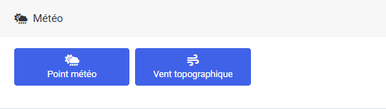 Bouton Vent topographique dans les outils Météo.