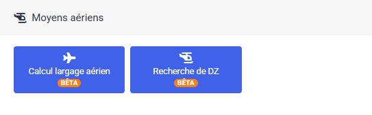Bouton Calcul largage aérien dans la catégorie Moyens aériens.